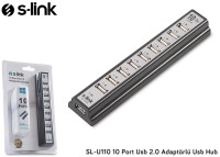 S-link SL-U110 (SL-H105) 10 Port Usb 2.0 Adaptörlü Usb ÇOKLAYICI - 1
